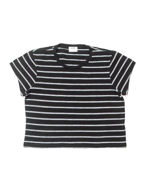 1950's Striped Boxy Crop Tee - Black
