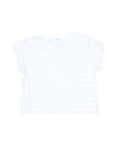 1950's Striped Boxy Crop Tee - Optic White