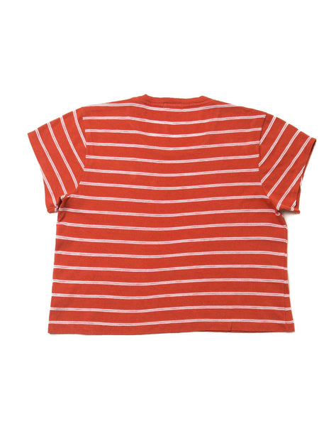 1950's Striped Boxy Crop Tee - Vintage Red
