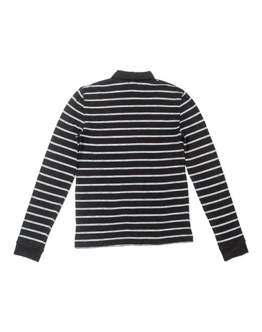 1960's Striped Slim Turtleneck - Black