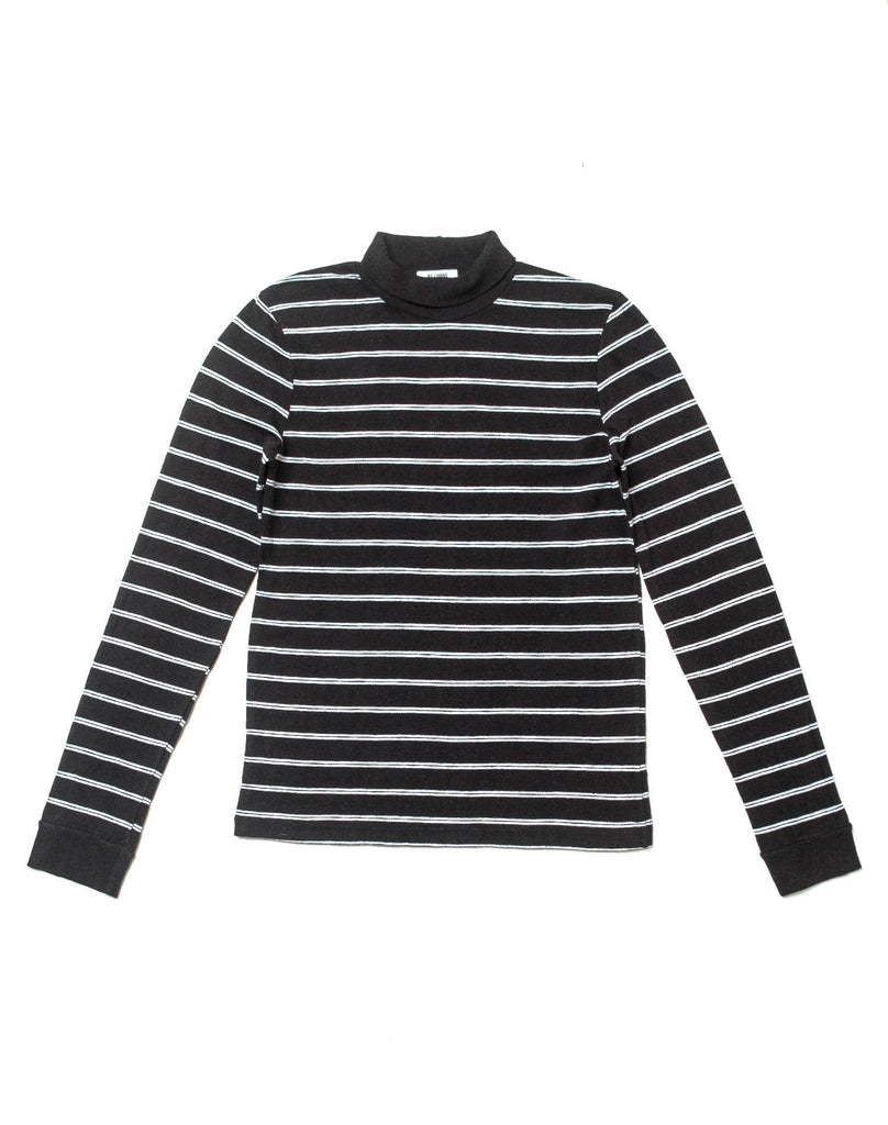 1960's Striped Slim Turtleneck - Black