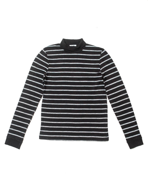 1960's Striped Slim Turtleneck - Black