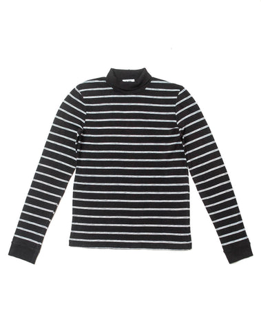 1960's Striped Slim Turtleneck - Black