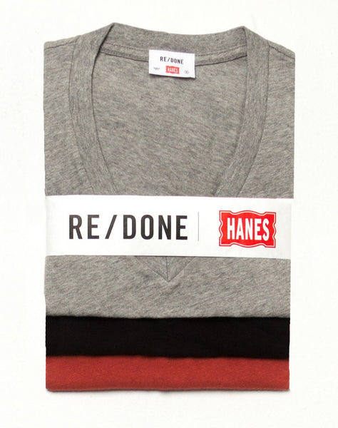 Hanes Slim V Neck 3 Pack – Black, Vintage Red, & Heather Grey